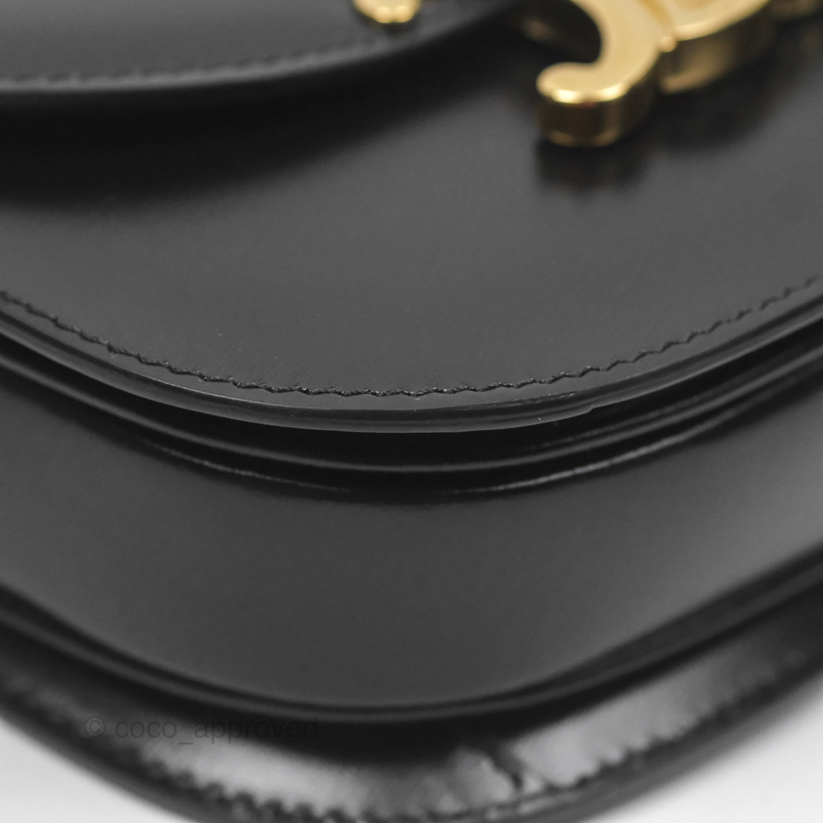 Celine Mini Besace Clea in Shiny Calfskin Black
