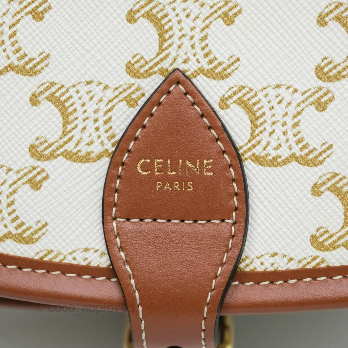 Celine Medium Folco Bag Triomphe Canvas White