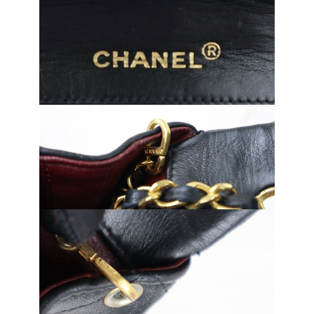 Good ( Rank AB)｜ CHANEL Matrasse  Lamb Skin Flap 23 Chain Bag Black Made in 1989-1991 Year｜J25060507