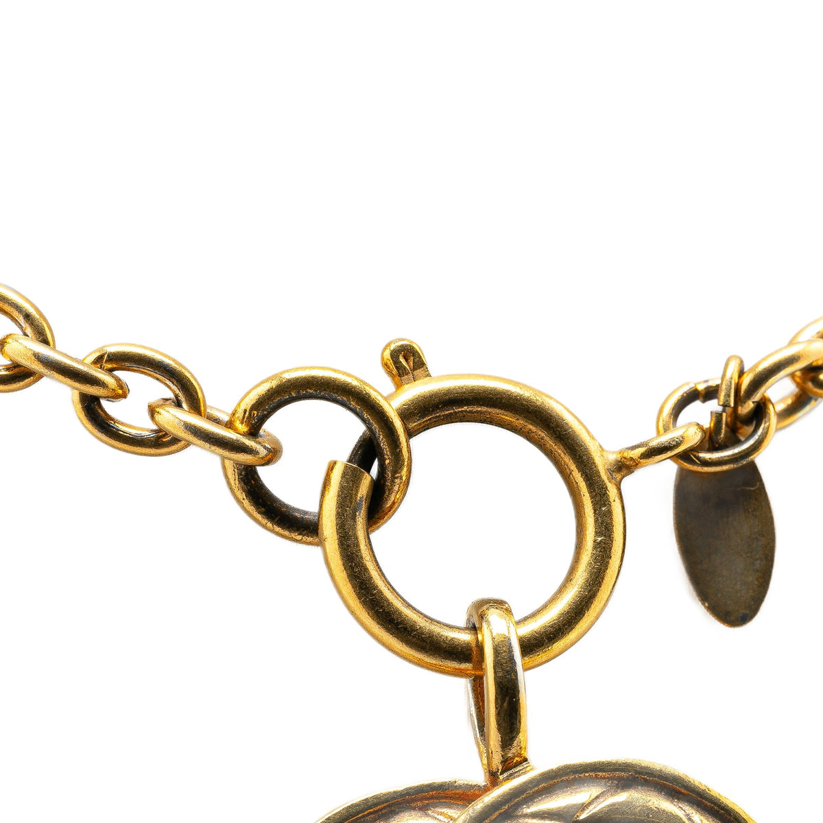 Gold Chanel Gold Plated CC Quilted Pendant Necklace