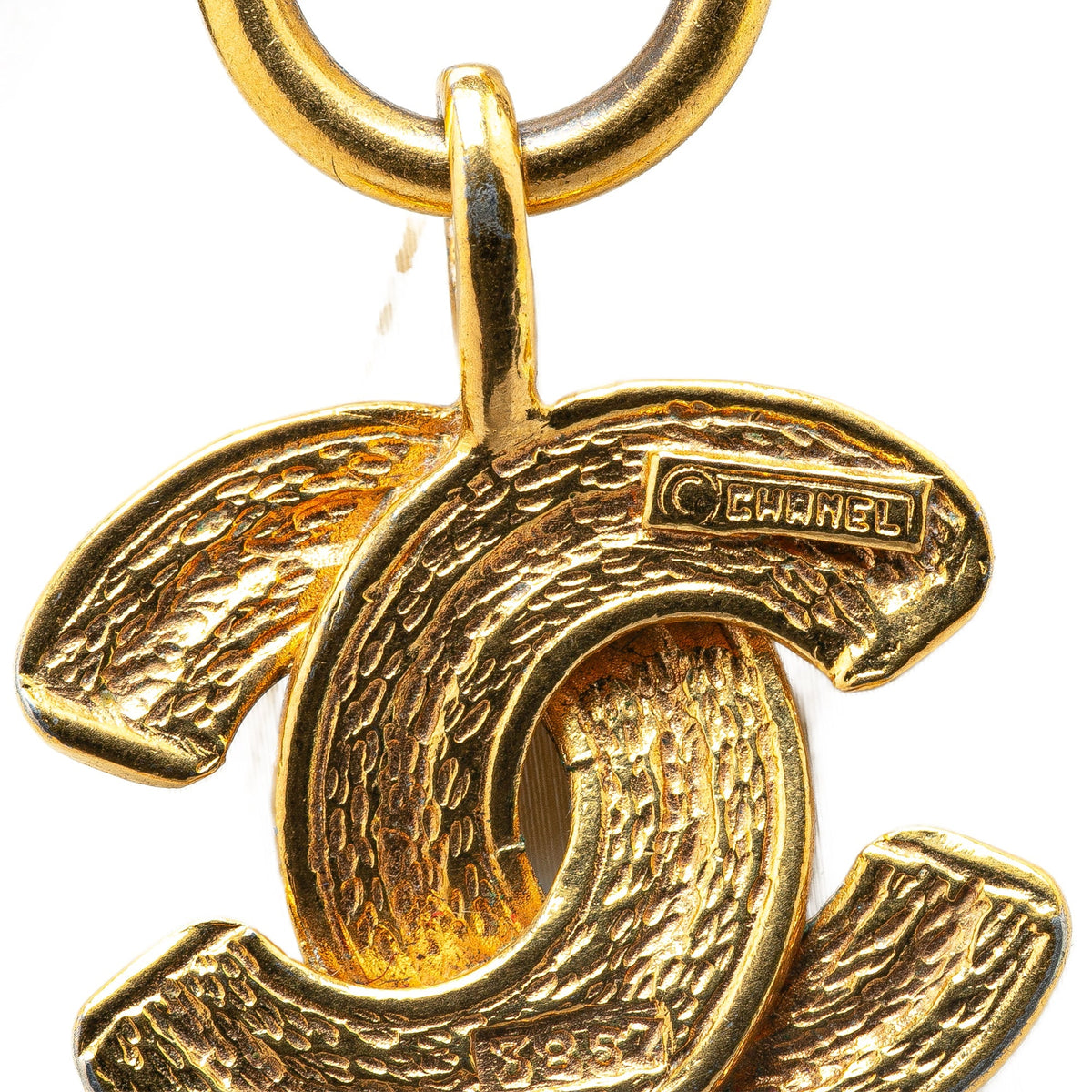 Gold Chanel Gold Plated CC Quilted Pendant Necklace