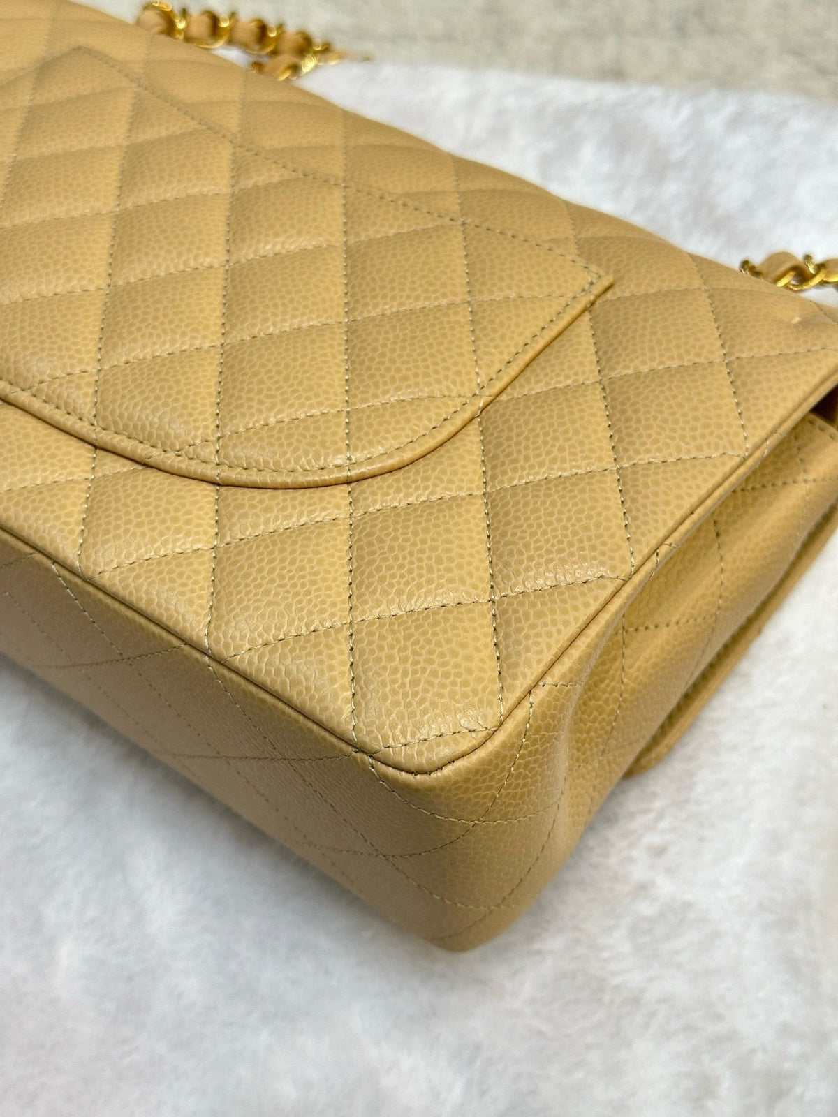 Chanel Medium Caviar Classic Double Flap Bag Beige