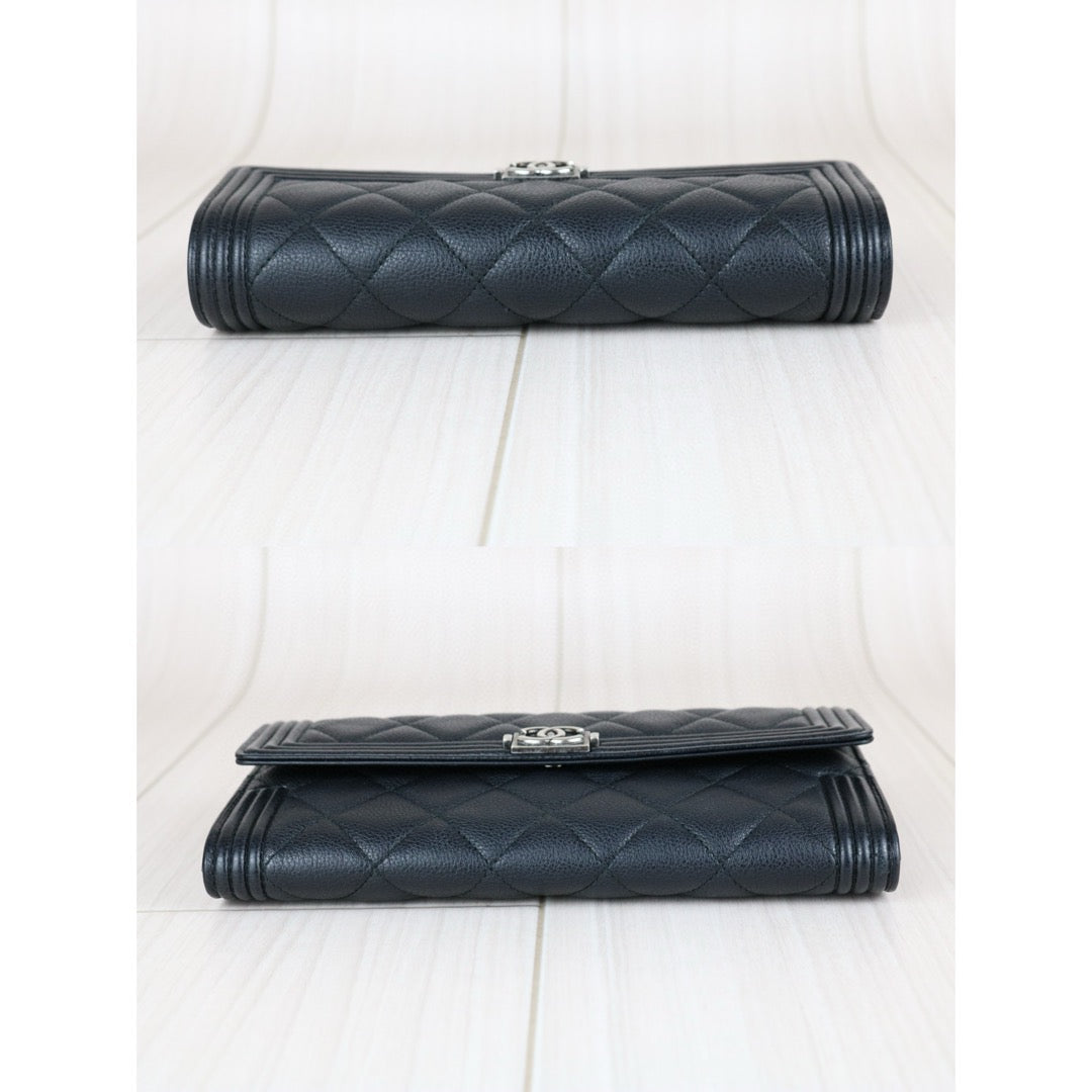 Very Good ( Rank A) ｜CHANEL Leboy Caviar Skin Black Long Wallet Made In 2016-2017 Year｜S25030708