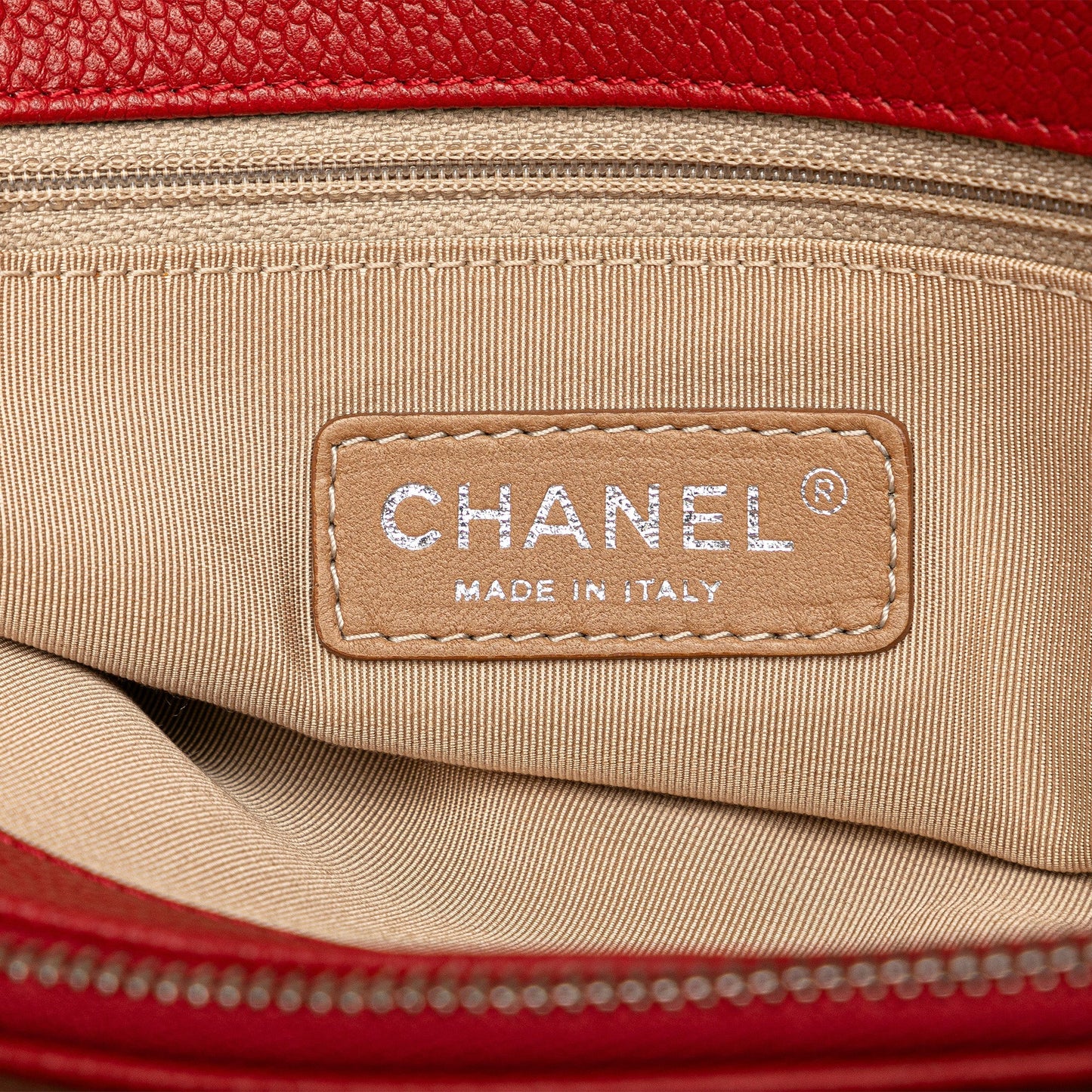 Red Chanel CC Petite Caviar Soft Tote