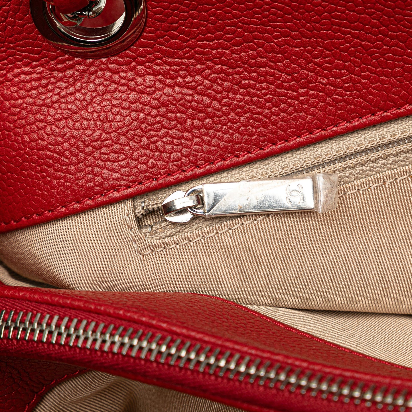 Red Chanel CC Petite Caviar Soft Tote
