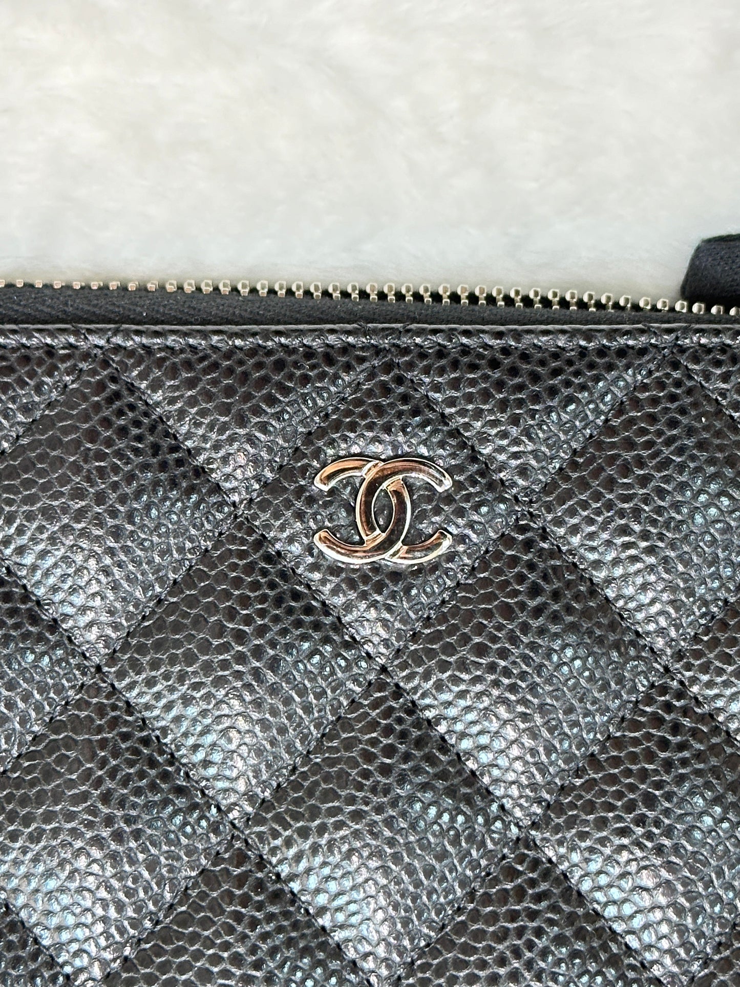 Chanel Large Iridescent Caviar Quilted Zip Around Organizer Wallet Black