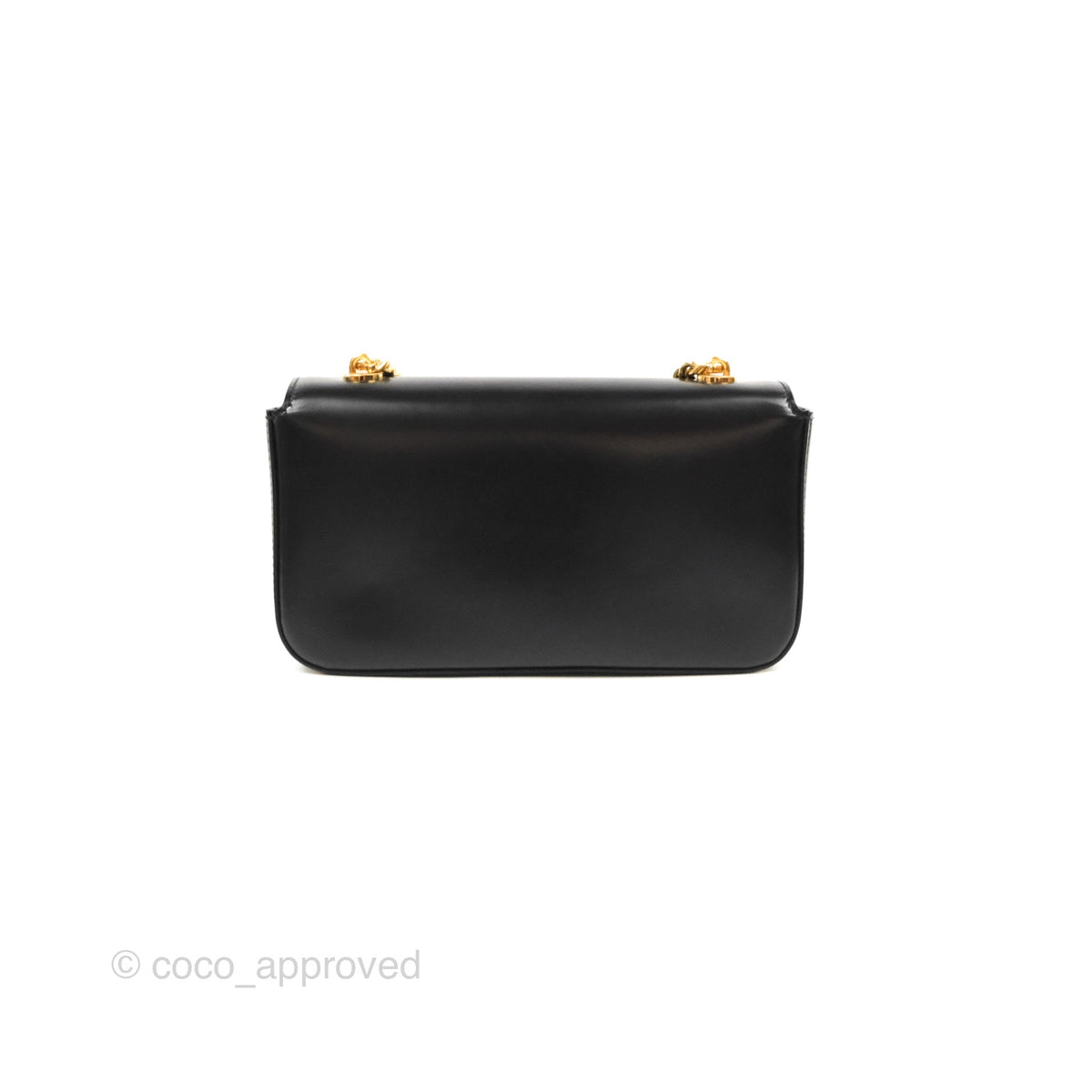 Celine Triomphe Chain Shoulder Bag Black Shiny Calfskin