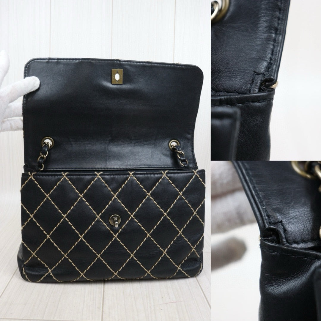 Good ( Rank AB)｜ CHANEL  Matrasse Sellier Calf Leather Single Flap 28 Chain Bag Black Made In 2000-2002 Year  ｜25032012