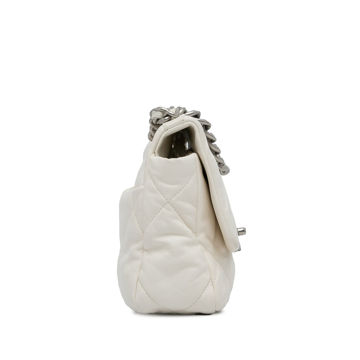 White Chanel Medium Lambskin 19 Flap Satchel