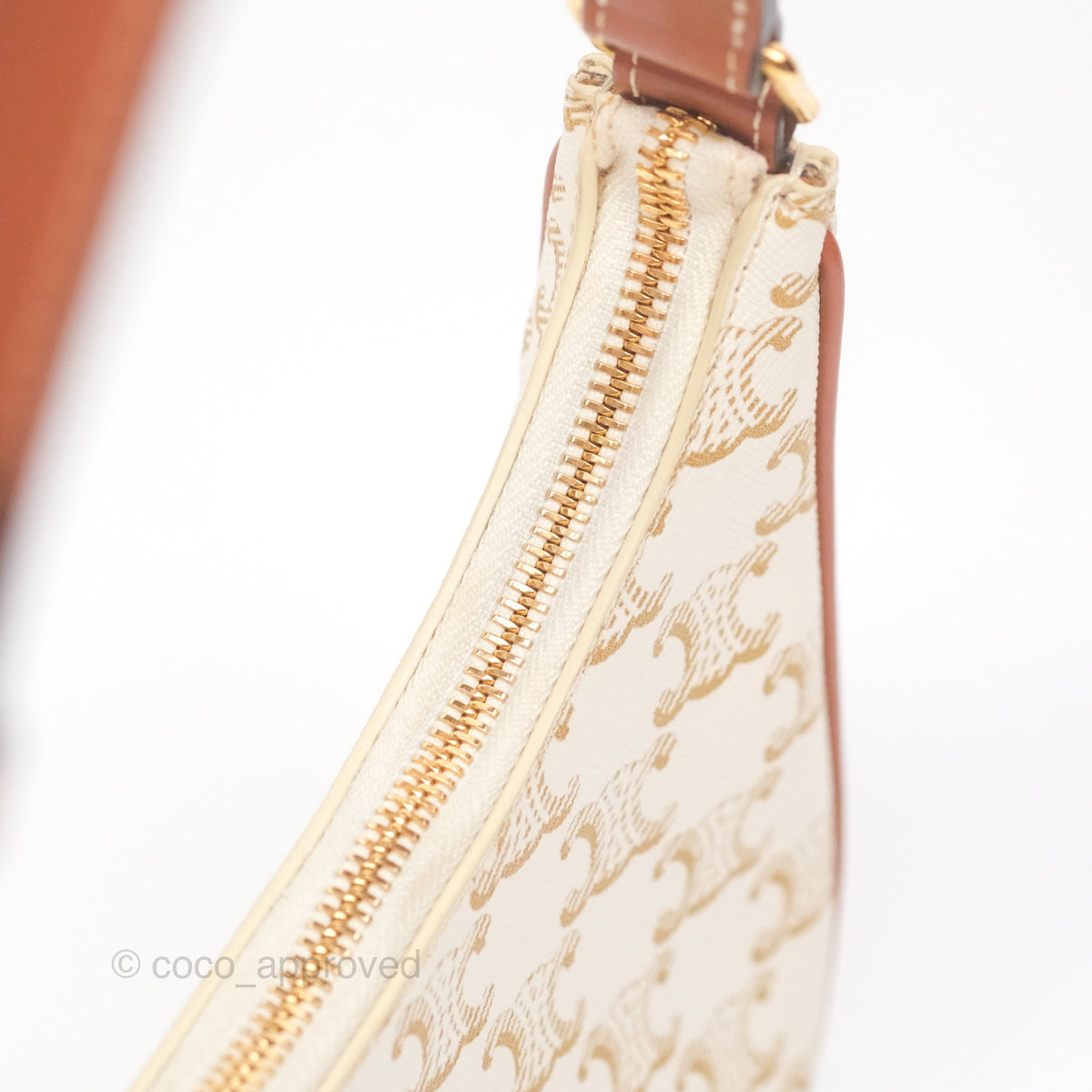 Celine Ava Bag In Triomphe Canvas Calfskin White
