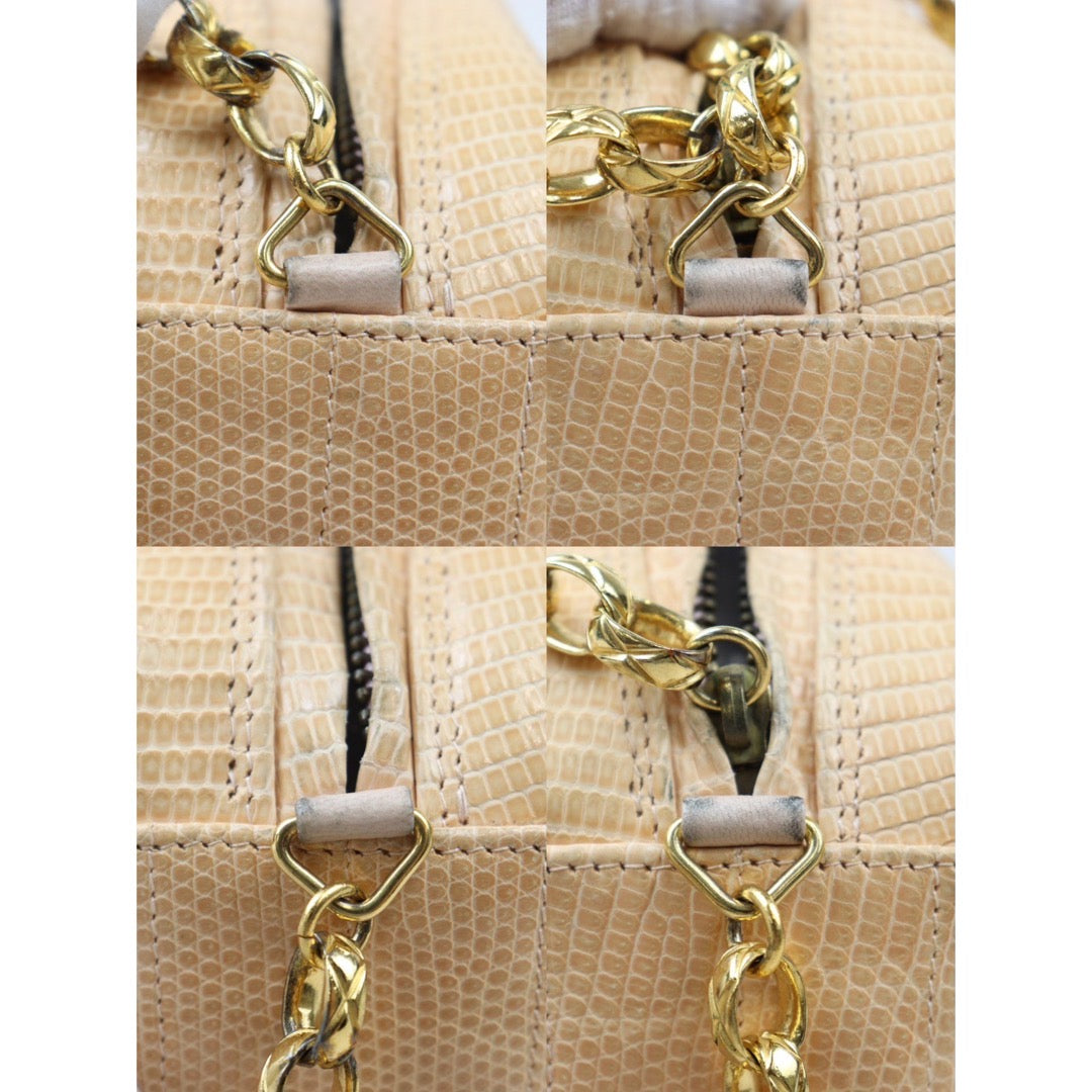 Good ( Rank AB)｜ CHANEL Lizard Skin  Hollow Chain Bag  Made In 1991-1994 Year ｜P24061133