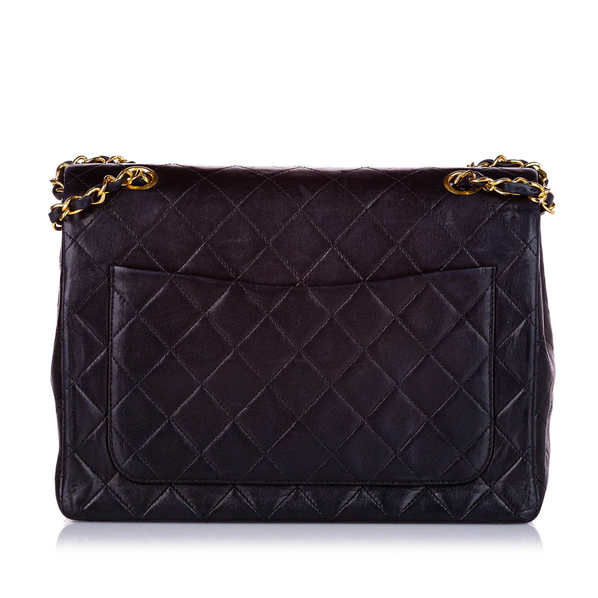 Medium Classic Lambskin Double Flap Bag Black