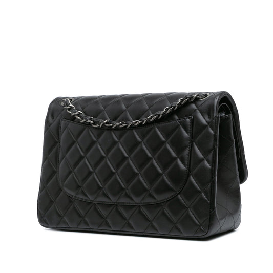 Black Chanel Jumbo Classic Lambskin Double Flap Shoulder Bag