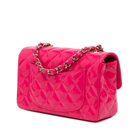 Pink Chanel Mini Rectangular Classic Patent Single Flap Crossbody Bag