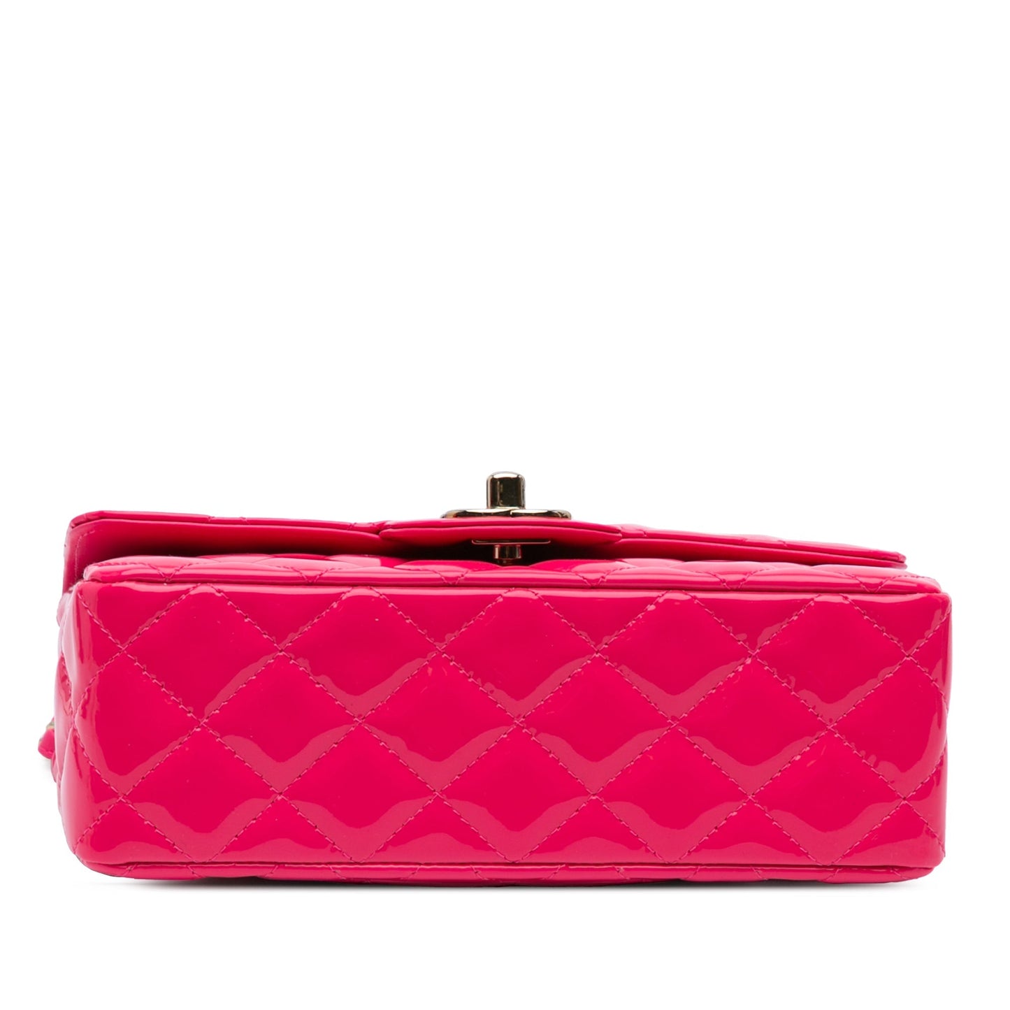 Pink Chanel Mini Rectangular Classic Patent Single Flap Crossbody Bag