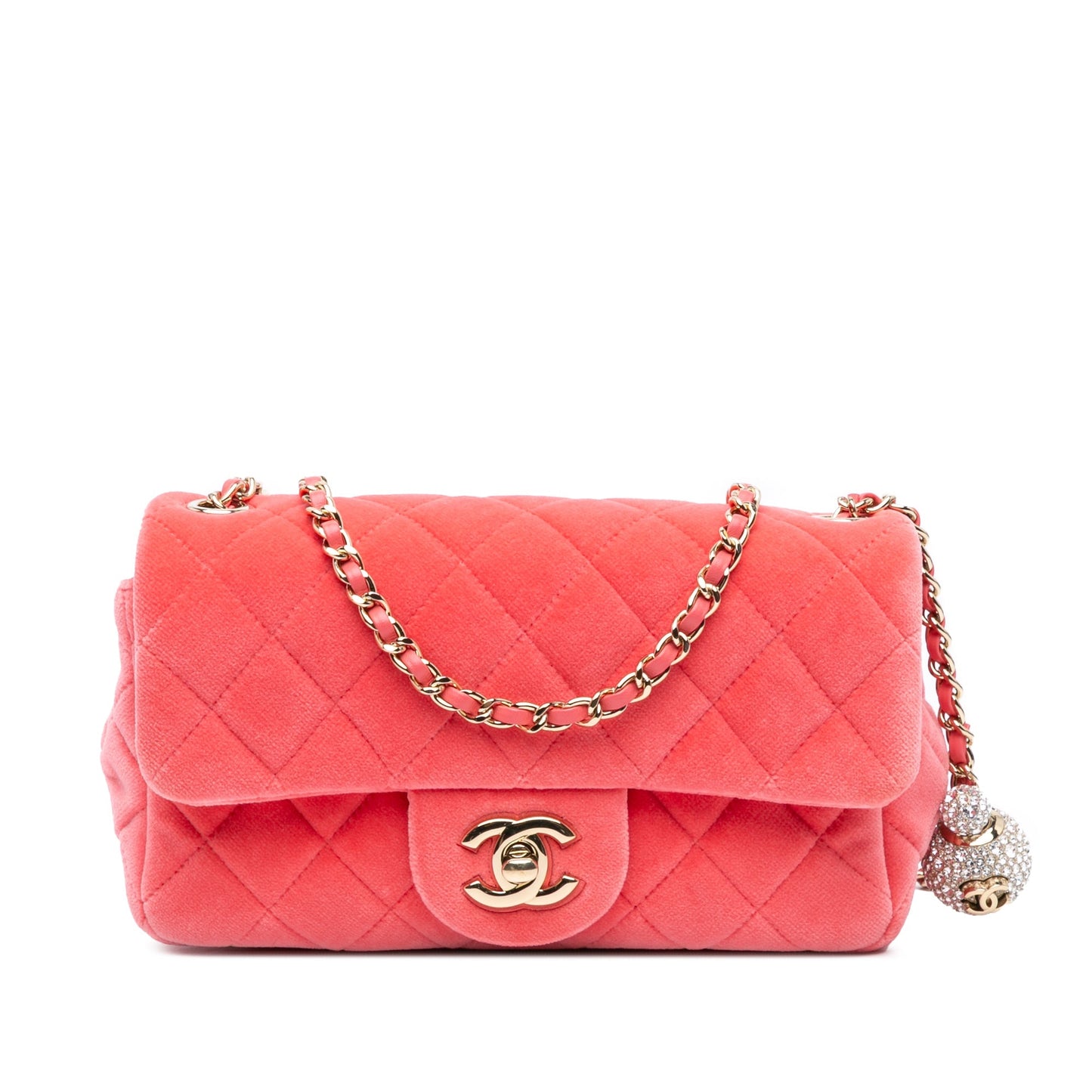Red Chanel Mini Rectangular Velvet Pearl Crush Flap Crossbody Bag