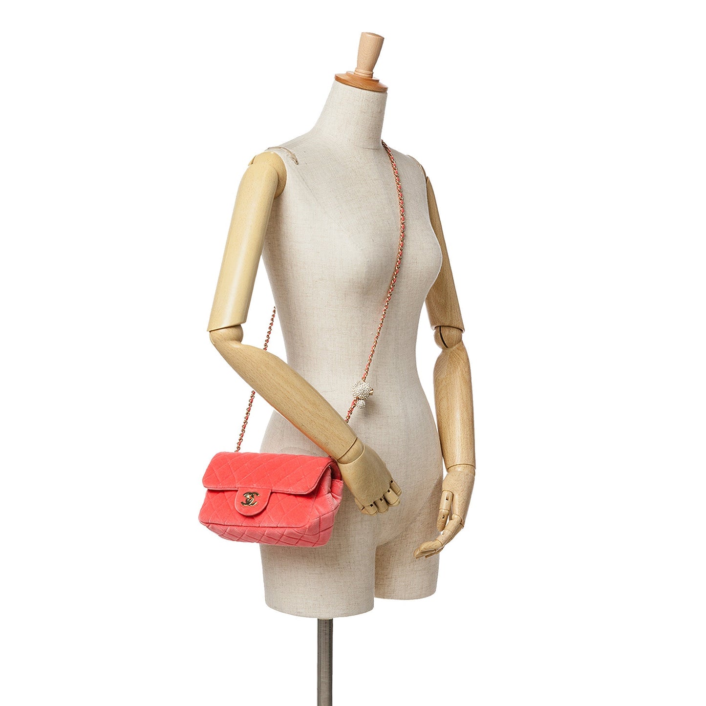 Red Chanel Mini Rectangular Velvet Pearl Crush Flap Crossbody Bag