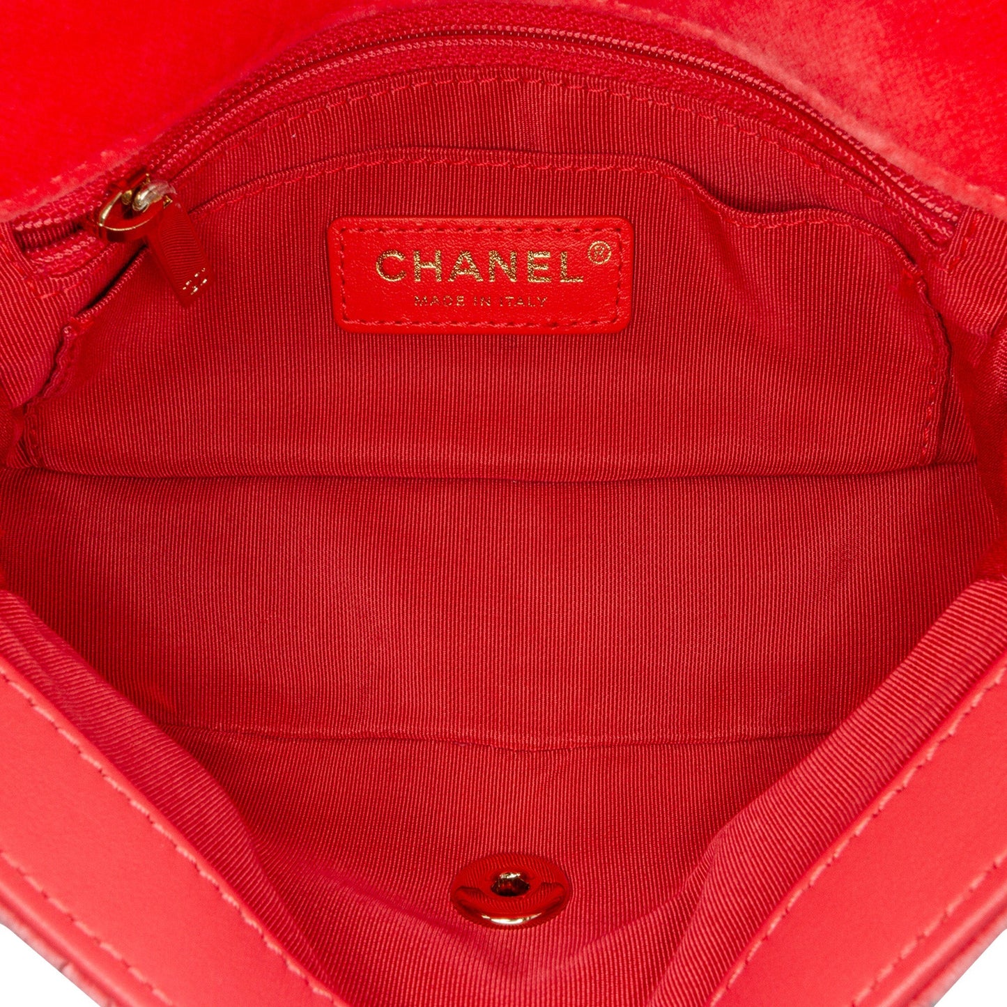 Red Chanel Mini Rectangular Velvet Pearl Crush Flap Crossbody Bag