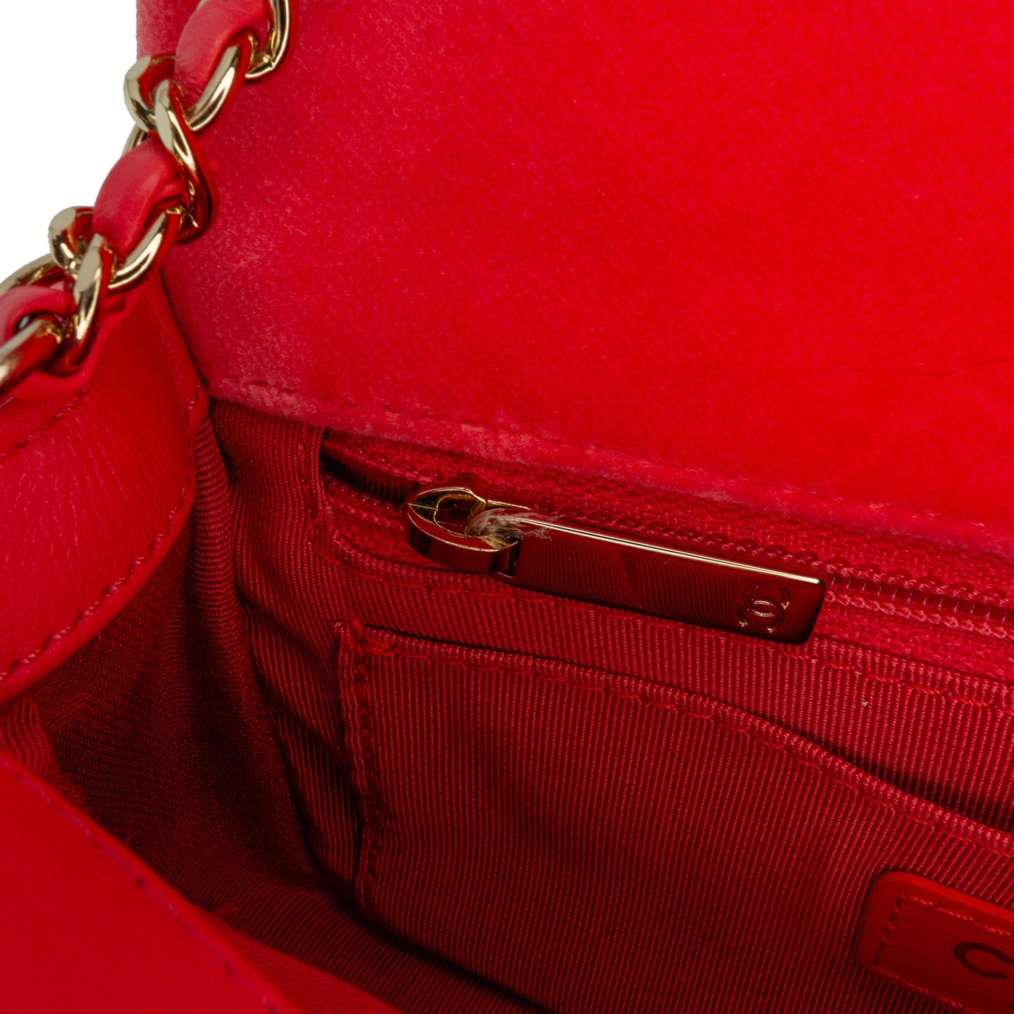 Red Chanel Mini Rectangular Velvet Pearl Crush Flap Crossbody Bag