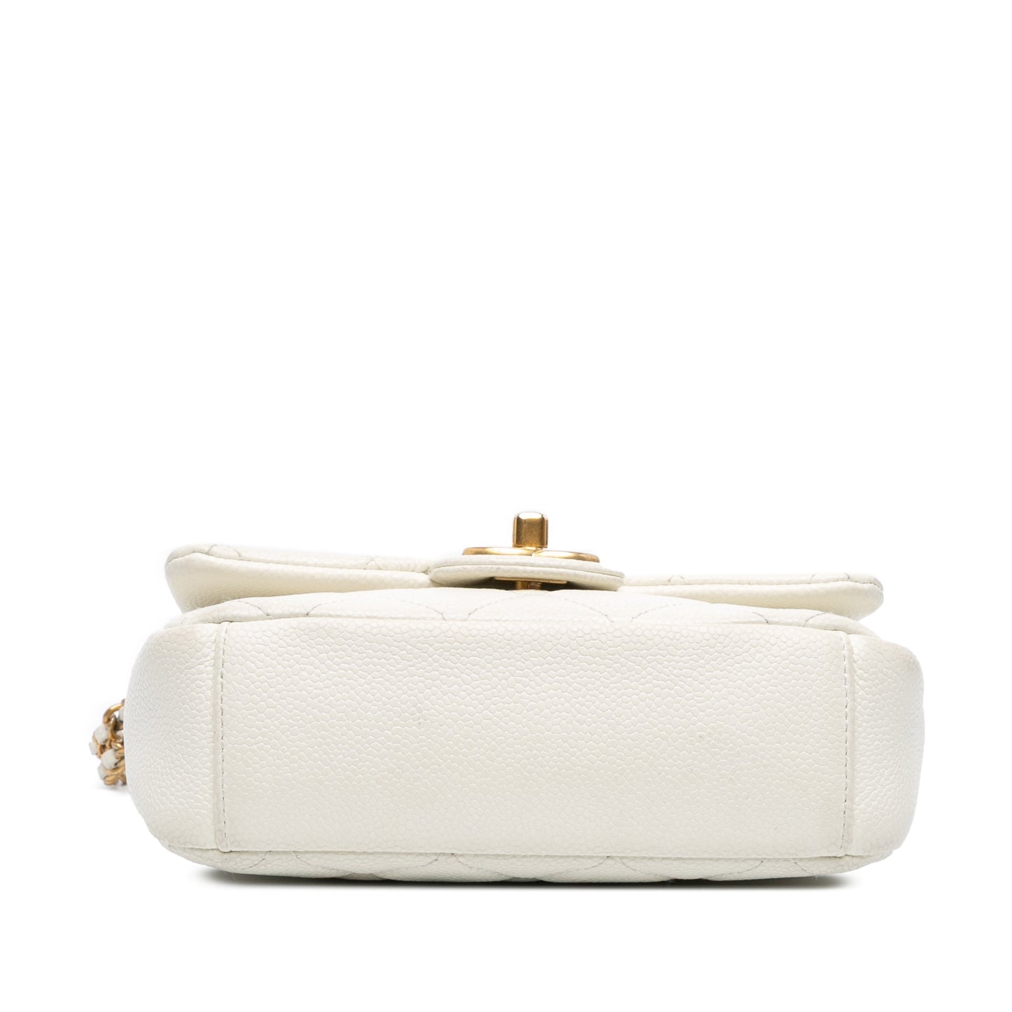 White Chanel Small Quilted Caviar Twist Your Buttons Flap Crossbody Bag