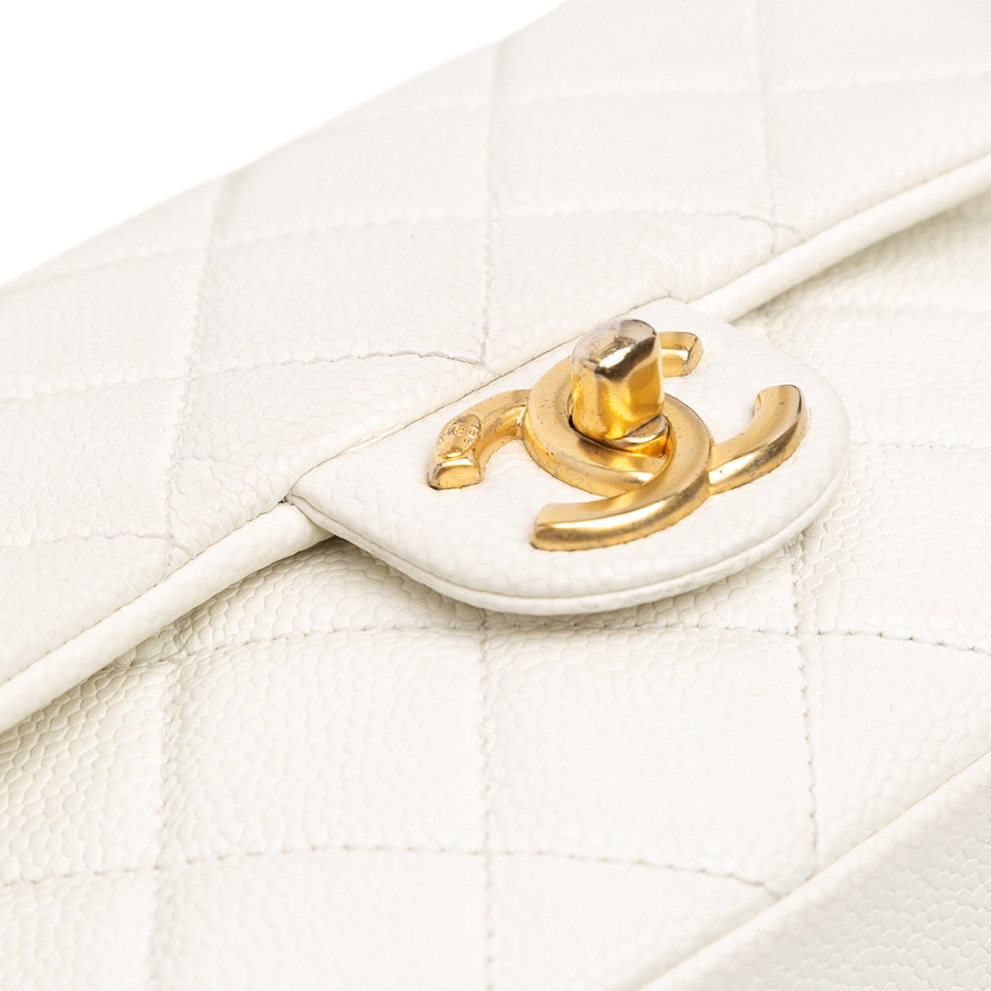 White Chanel Small Quilted Caviar Twist Your Buttons Flap Crossbody Bag
