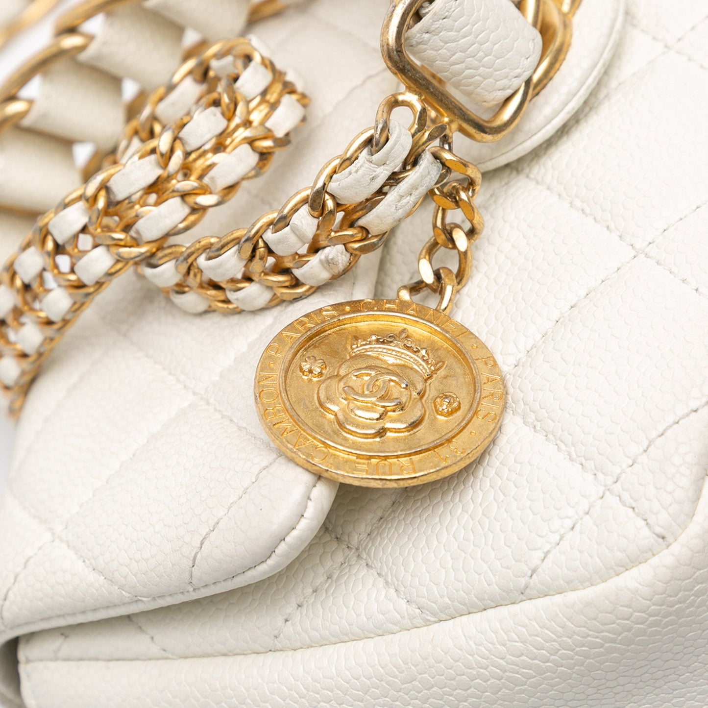 White Chanel Small Quilted Caviar Twist Your Buttons Flap Crossbody Bag