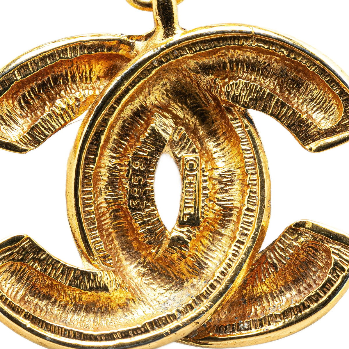 Gold Chanel Gold Plated CC Quilted Pendant Necklace