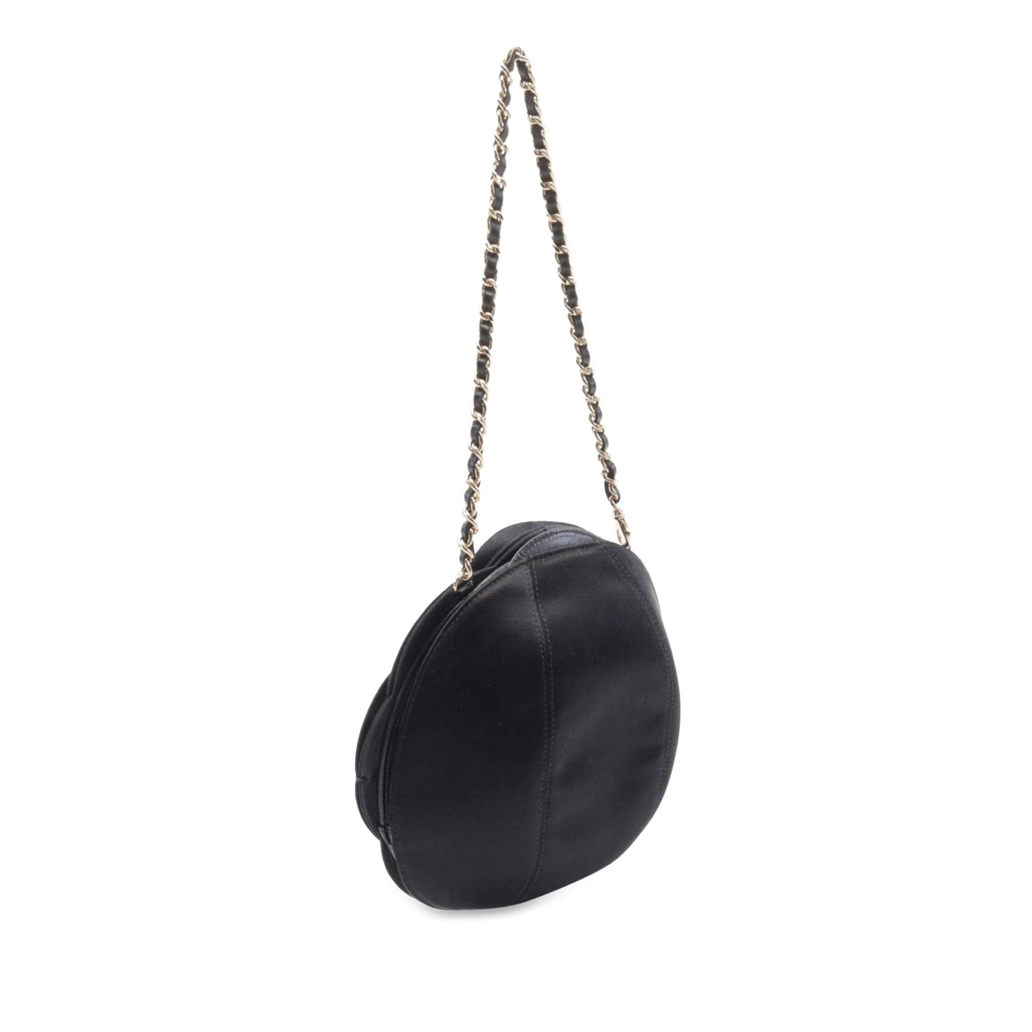 Black Chanel Lambskin and Satin Camellia Flower Evening Bag