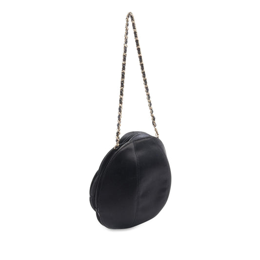 Black Chanel Lambskin and Satin Camellia Flower Evening Bag