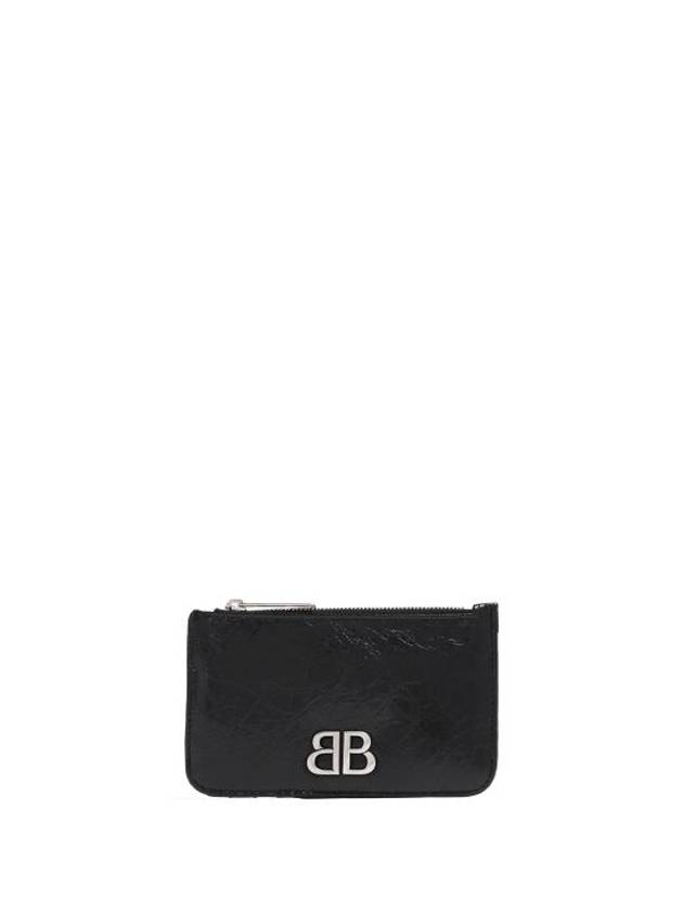 Luxury Balenciaga  BB Logo Zipper Card Wallet Black