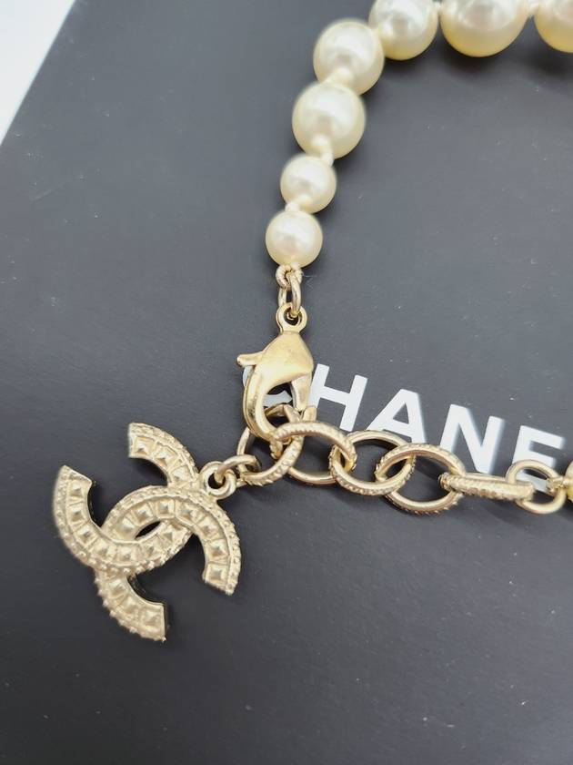 Crystal CC Logo Pearl Bracelet White Chanel