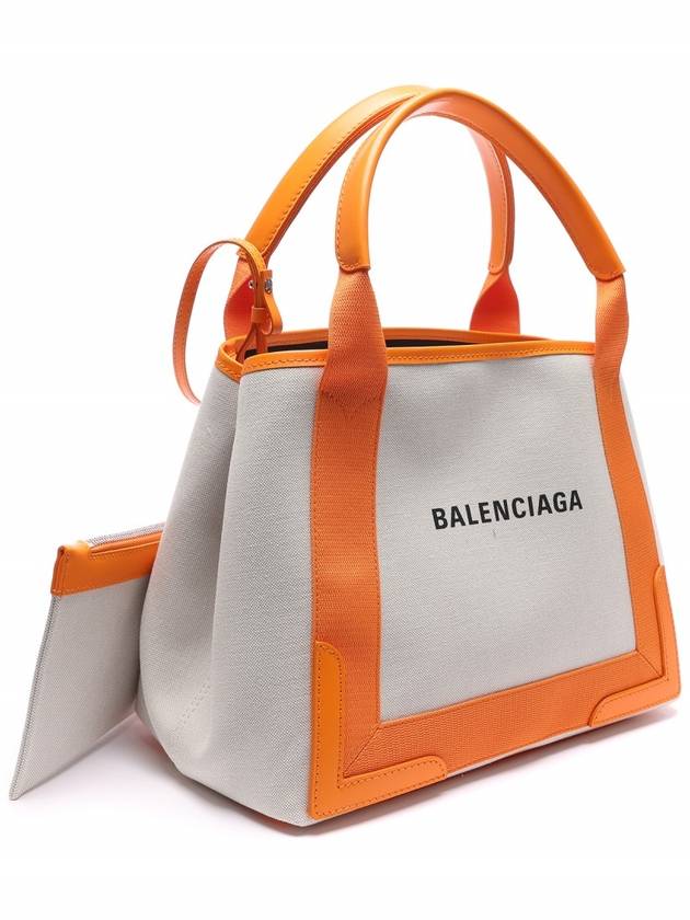 Luxury Balenciaga  Cabas Logo Canvas Small Tote Bag Dark Orange