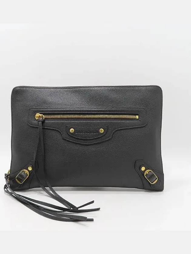 Luxury Balenciaga  652490 Black Grain Calfskin Neo Classic Clutch
