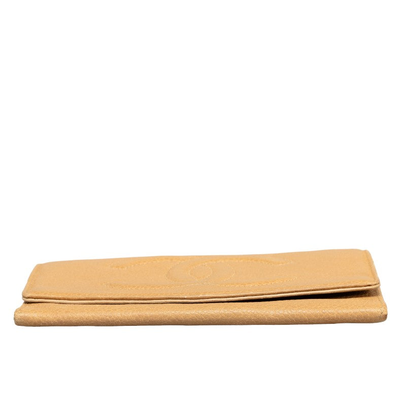 Chanel Cocomark Double Folded Wallet Beige Caviar   Chanel