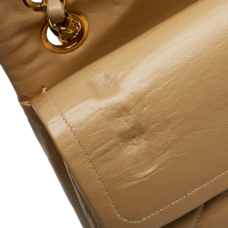 Chanel Mattrase 23 Coco Double Flap Chain Shoulder Bag Beige Leather  CHANEL