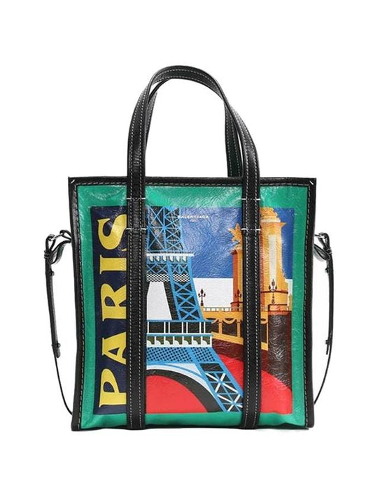 Luxury Balenciaga  Bazar Paris Graphic Tote Bag Green