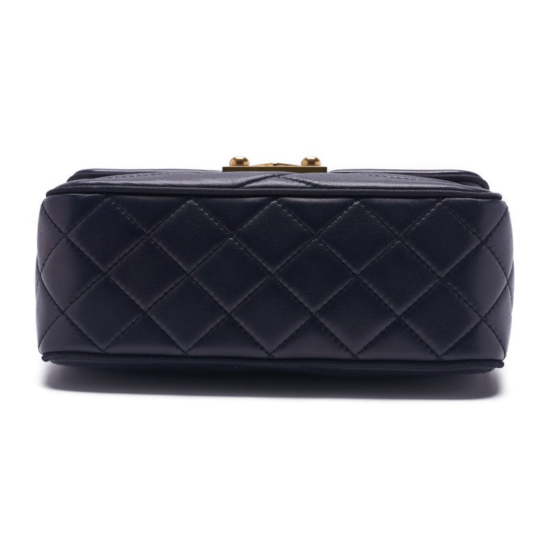 CHANEL 【CHANEL】Pushlock Wave Stitch Chain Sder  Canvas Navy (Gen Gold ) Shoulder Bag Mini Shellder Bag  Shellder Bag Hybrid 【 Ship】 Himalan Bookstore Online