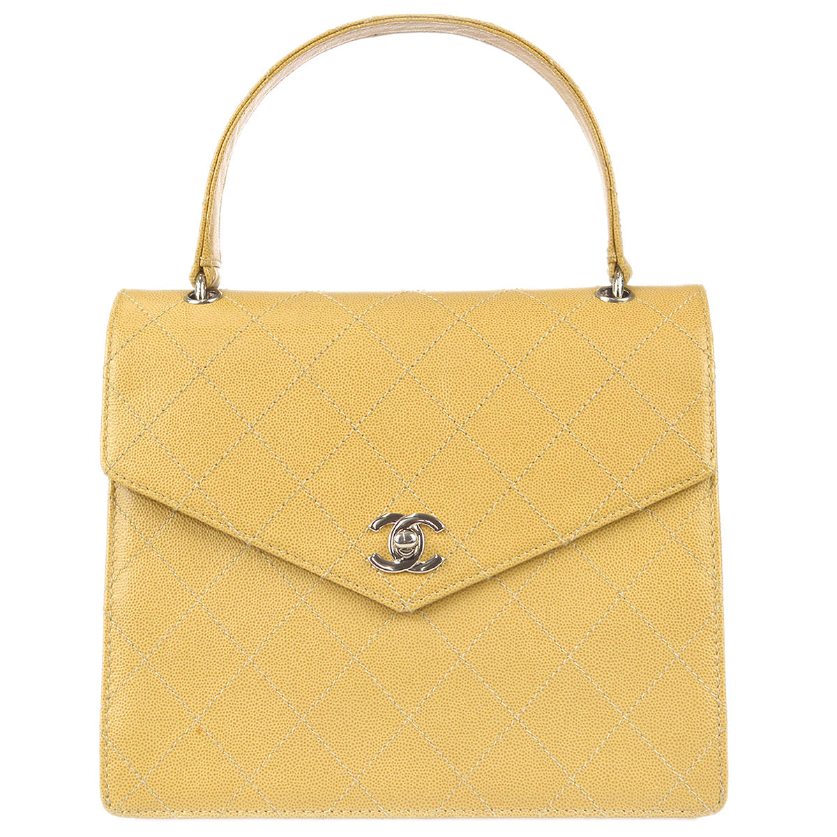 Chanel 1997-1999 Letter Flap Handbag Beige Caviar