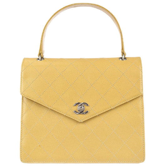 Chanel 1997-1999 Letter Flap Handbag Beige Caviar
