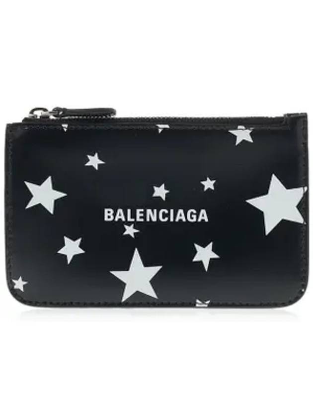 Luxury Balenciaga  Stars And Moon Print Card Wallet Black