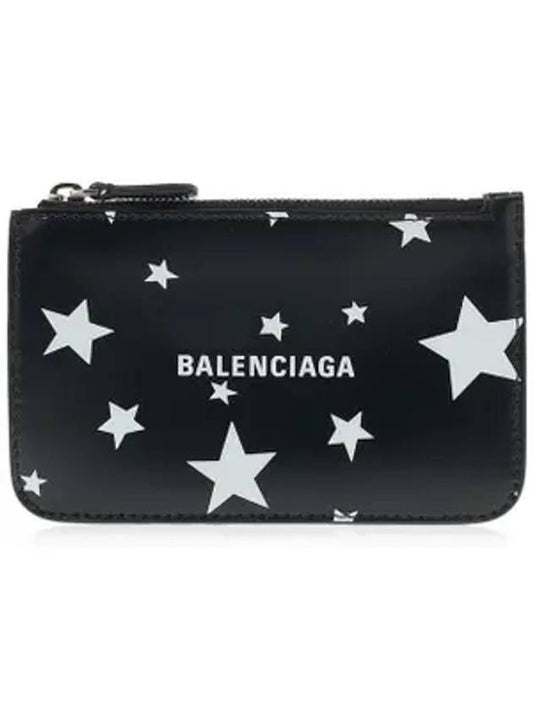 Luxury Balenciaga  Stars And Moon Print Card Wallet Black