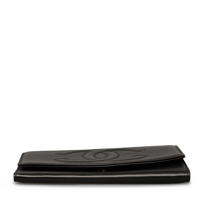 Chanel Double Folded Wallet Lambskin Black Ladies