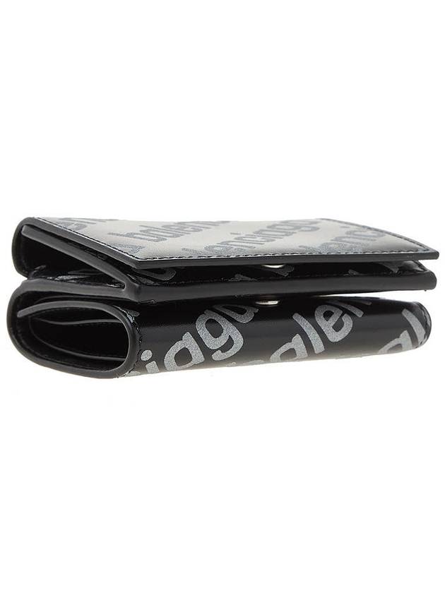 Luxury Balenciaga  All-Over Logo Tri-Fold Half Wallet Black