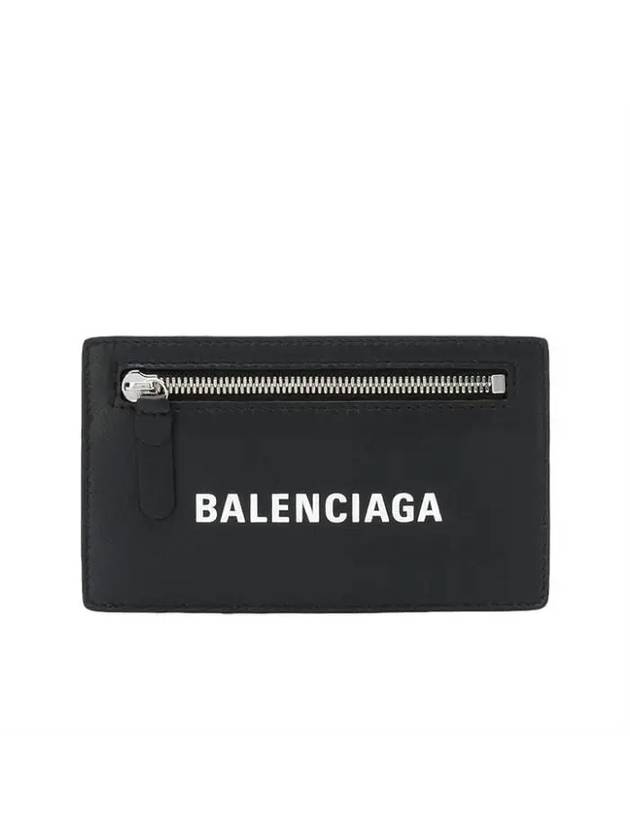 Luxury Balenciaga  Logo Leather Card Wallet Black