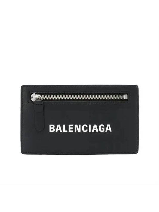 Luxury Balenciaga  Logo Leather Card Wallet Black