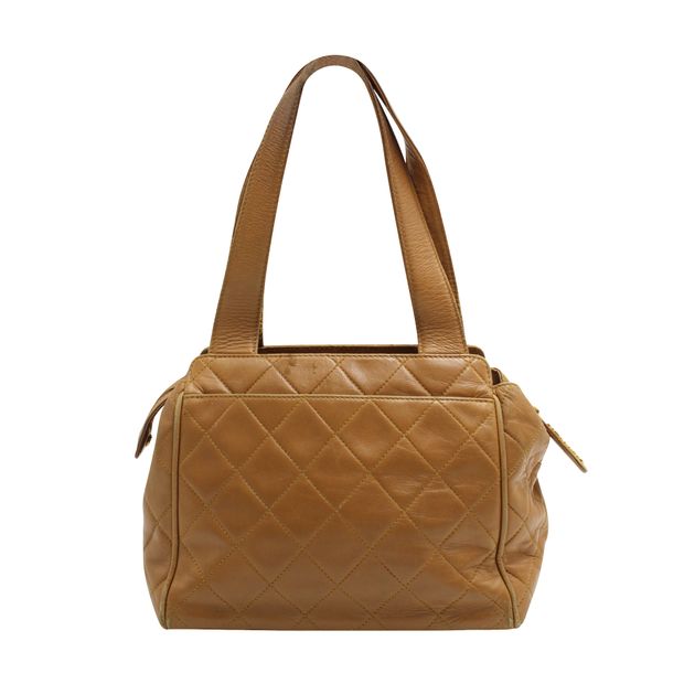CHANEL Vintage Tan Quilted Shoulder Bag