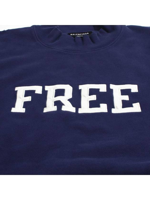 Luxury Balenciaga  WoMen's Free Embroidery Distressed Sweatshirt Navy