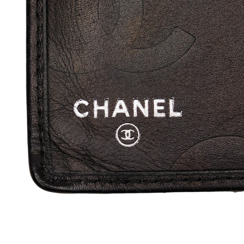 Chanel Combon Line Cocomark Long Wallet Two Foldable Wallet Black Leather Lady CHANEL [Originals]