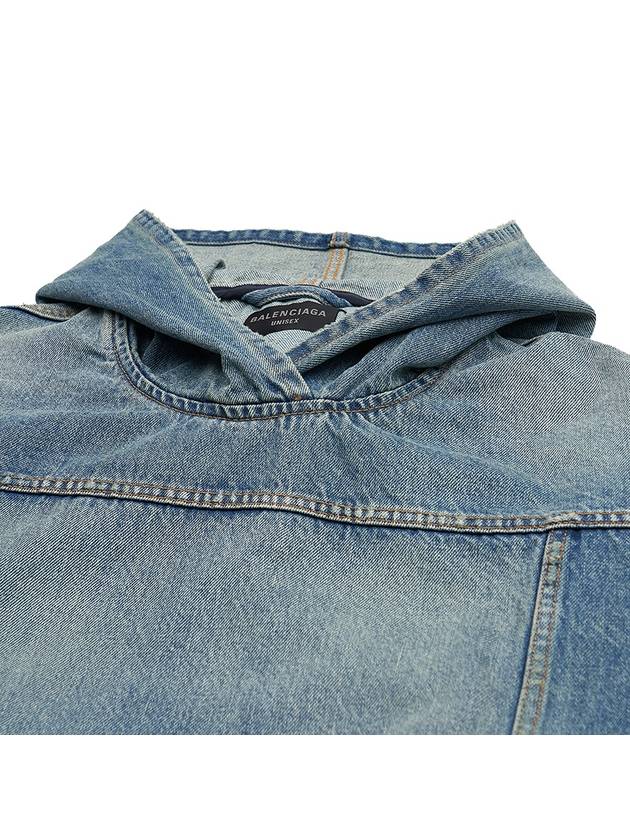 Luxury Balenciaga  Washed Effect Denim Hoodie Blue