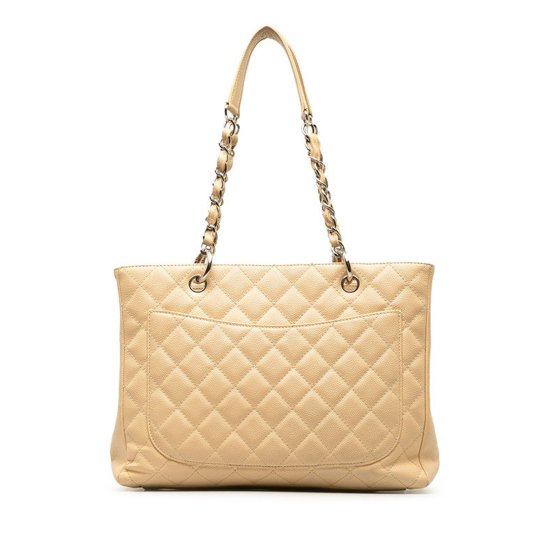 Chanel Matrasse Chain Tote Bag Beige Silver Caviar S  Chanel